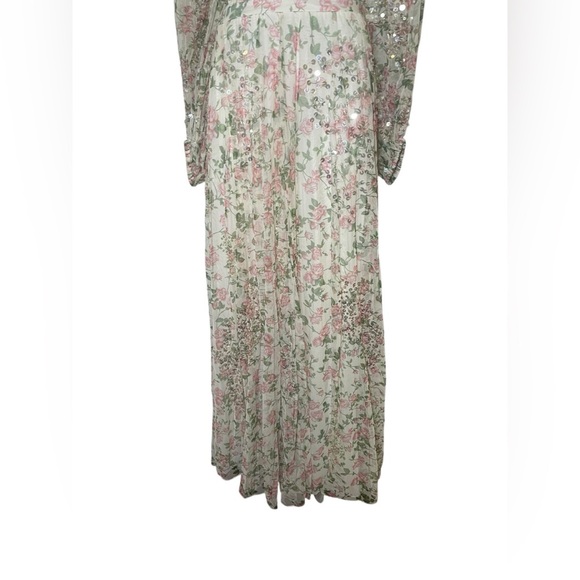 Mac Duggal New 93746 Cutout Waist Floral Lace Up Back Dress Size 16 - Picture 4 of 8